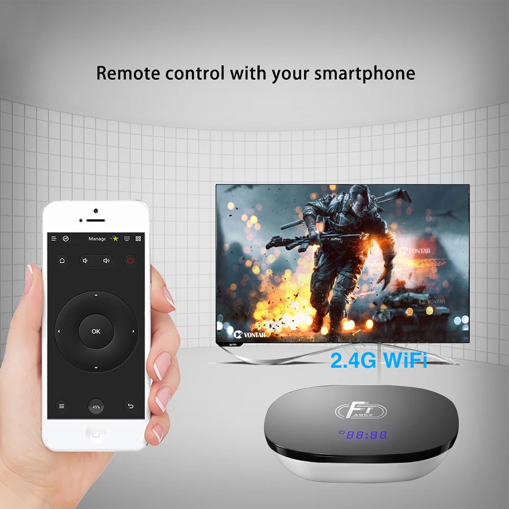 Smart Android 8,1 ТВ Box 2 Гб 16 GB Amlogic S905W 4 ядра Suppot H.265 4 K 30tps 2,4 ГГц Wi-Fi Media Player Декодер каналов кабельного телевидения 1 GB 8 GB