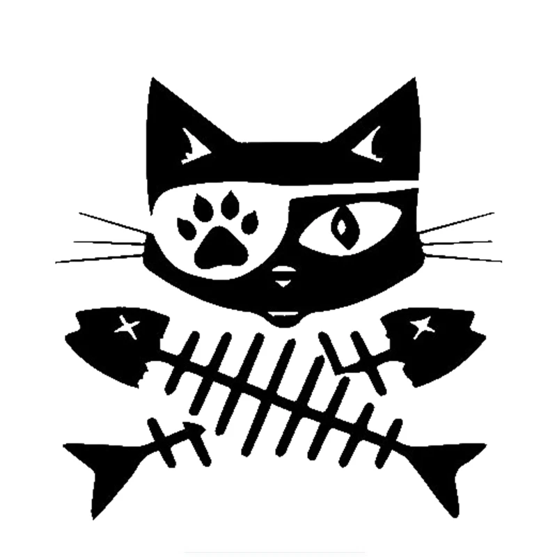 

Pirate Cat Fish Crossbones Car Sticker Trucks Vans Walls Cups Laptops Automobiles Exterior Accessories Vinyl Decals