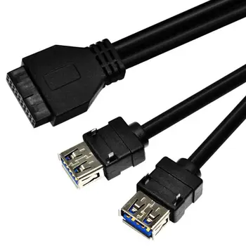 

High Speed PC Front Panel Cable Adapter Environmental Protection Intimal Shielding 20Pin to 2 Port USB 3.0 with Fixed Foot