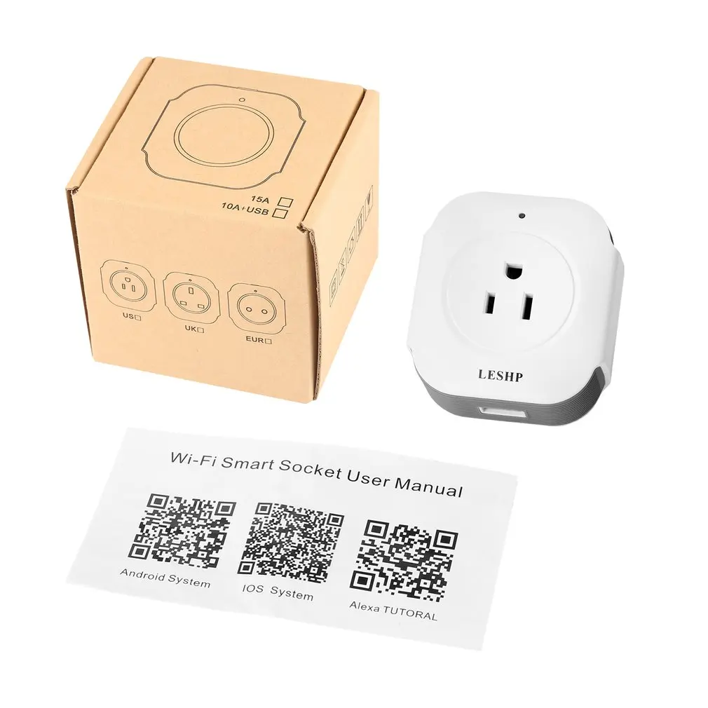 

LESHP Wireless Mini Socket Smart Plug With USB Output(5V/1A) Wi-Fi Smart Switch Socket APP Remote Control Outlet Timing Switch