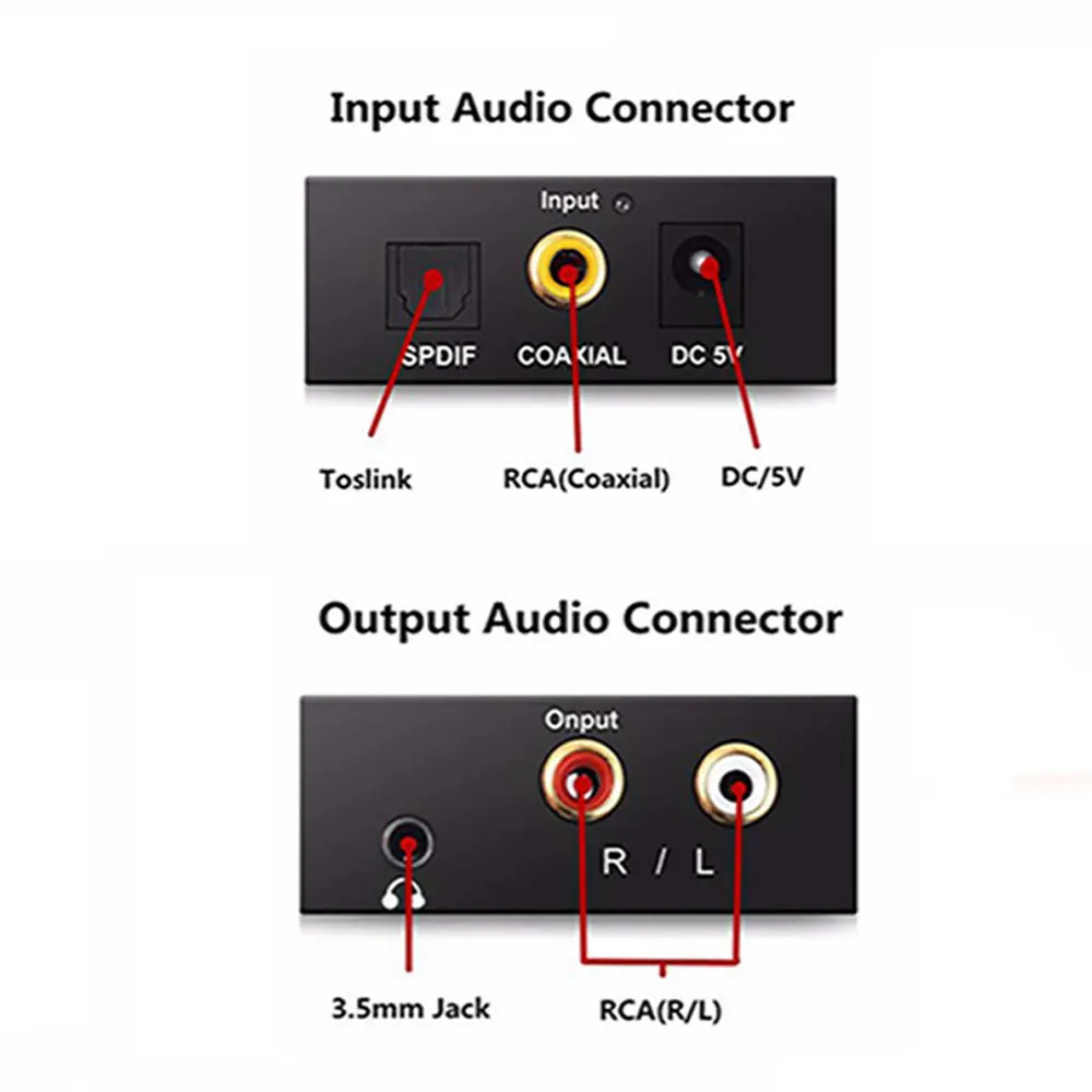 Цифровой аналоговый аудио конвертер оптический SPDIF коаксиальный в стерео L/R RCA 3,5 мм выход аудио адаптер для HDTV DVD