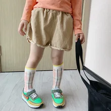 Шорты для маленьких девочек 2, 3, 4, 5, 6, 7 лет, корейские вельветовые штаны для девочек на осень и зиму, новые детские шорты высокого качества для девочек