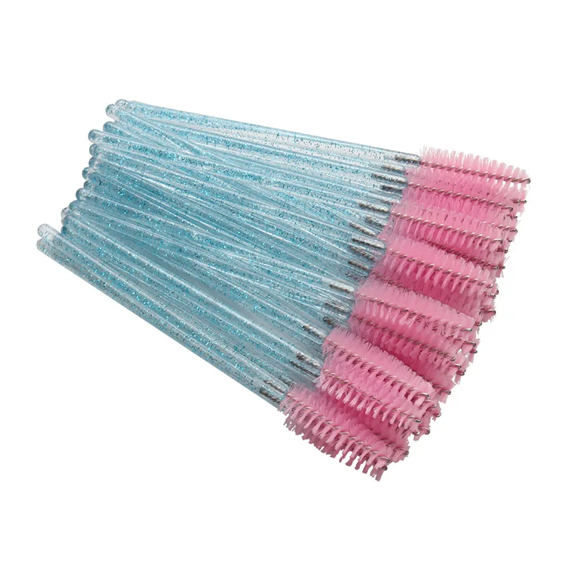 50pcs Rendelkezésre álló Ólomkristályüveg szempilla ecsettel Szempillafesték wands applicators Szemöldök Féső microbrush Ostorcsapás kiterjesztése Anyagellátás Összeállítás Munkaeszköz