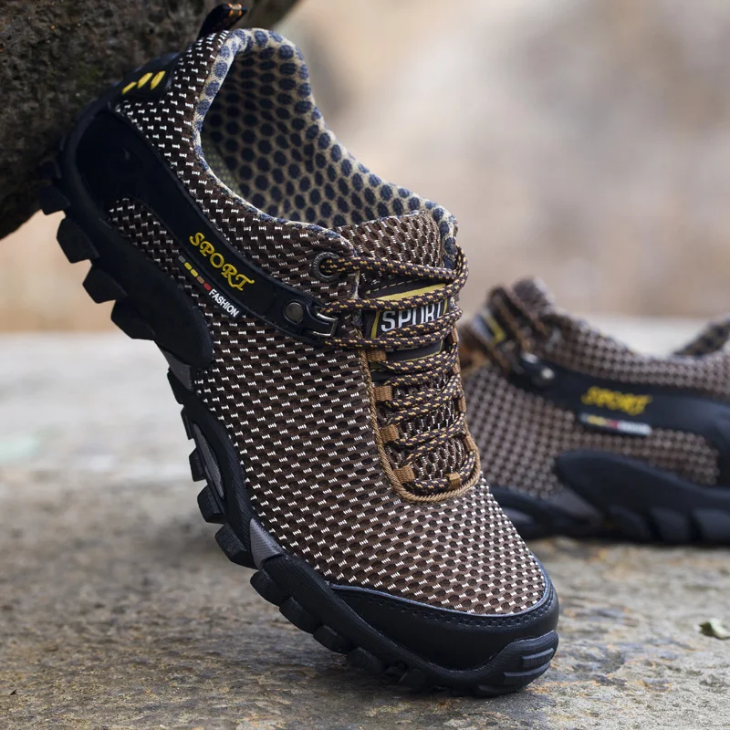 

Men Outdoor Breathable Mesh Hiking Shoes Wear-resistant Tactical Boots Big Size Outdoor Sport Shoes for Traveling Trekking