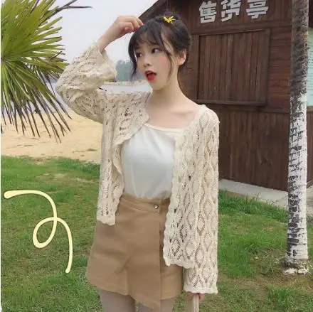 2019 весна лето вязание крючком белая кружевная блузка Женская мода Топы