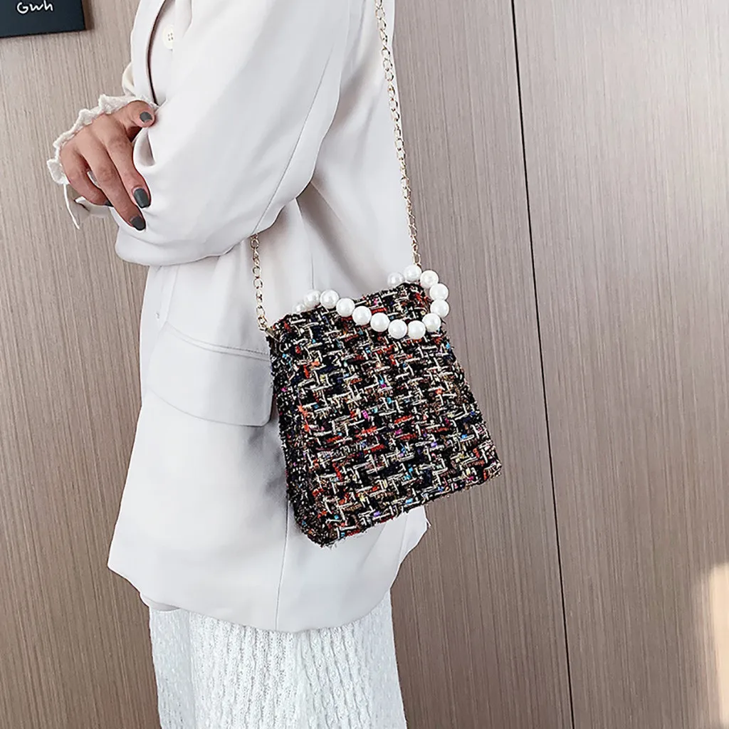 

Pearl Portable Elegant Messenger Bag Women Vintage Chain Bag Fashion Vocation Beach Shoulder Cute Shape Ladies Hand Bags