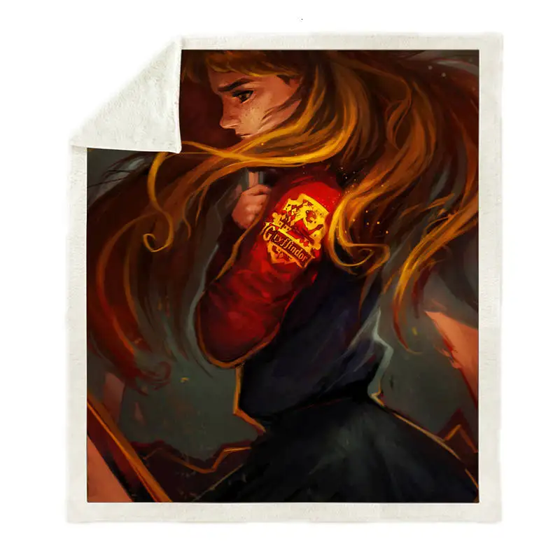 BZ126J Dropshipping Hogwarts Gryffindor 3D Print Sherpa Blanket Sofa Couch Hiking Picnic Quilt Cover Bedding Throw Fleece Blanket - Color: BZ126J