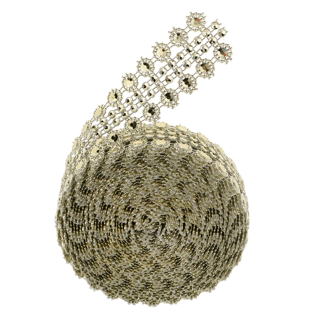 5 Yards Crystal Flower Rhinestone Chain Mesh Ribbon Trims Sewing Crafts Applique 