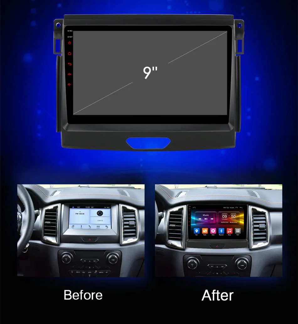 Top RoverOne Android 9.0 Car Multimedia System For Ford Ranger Raptor 2016 - 2019 Octa Core 4G+32G Radio GPS Navigation DSP Player 4