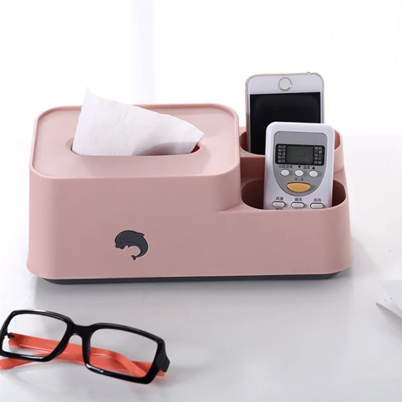 

Multi-Function Cosmetic Desktop Storage Box Debris Sorting Tissue Draw Household Plastic Small Separate Lattice Metal