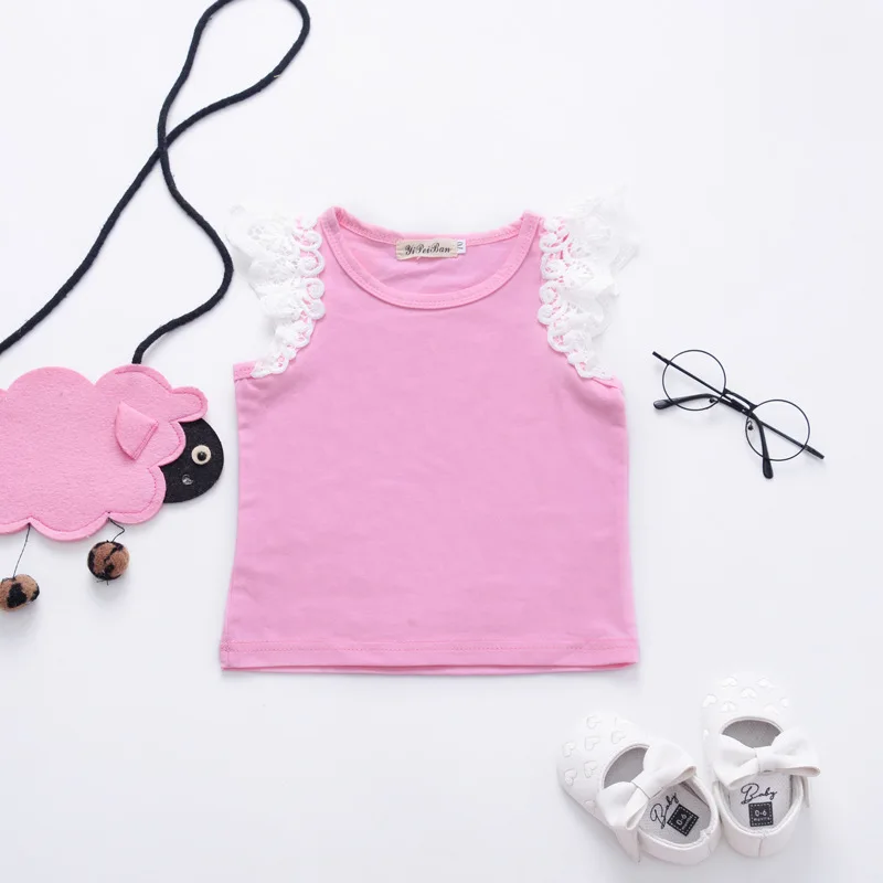 Toddler Baby Girls T-Shirt Princess Lace Summer Tops Solid Vest T Shirt Infant Clothes | Детская одежда и обувь