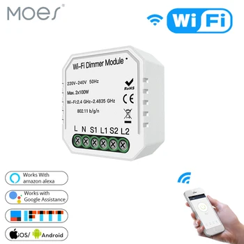 

2 Gang DIY WiFi Smart 2 Way Light LED Dimmer Module Switch Smart Life/Tuya APP Remote Control Work with Alexa Google Home