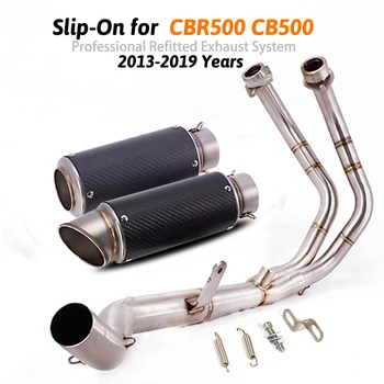 

Full System Motorcycle Yoshimura Exhaust Escape For CB500X CBR500 CB500F CBR500R 2013-2019 Front Link Pipe Carbon Muffler
