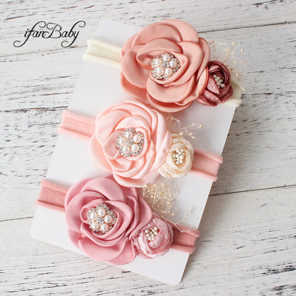 

Бутиковые аксессуары для волос Стразы, Цветочная повязка на голову, нейлоновый эластичный головной убор для девочек и детей