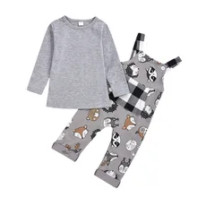 Детские комплекты с рисунками для малышей для девочек и мальчиков, нагрудник с принтом, штаны, однотонные футболки, комплекты одежды для детей от 12 месяцев до 4 лет, Infantil От 1 до 4 лет