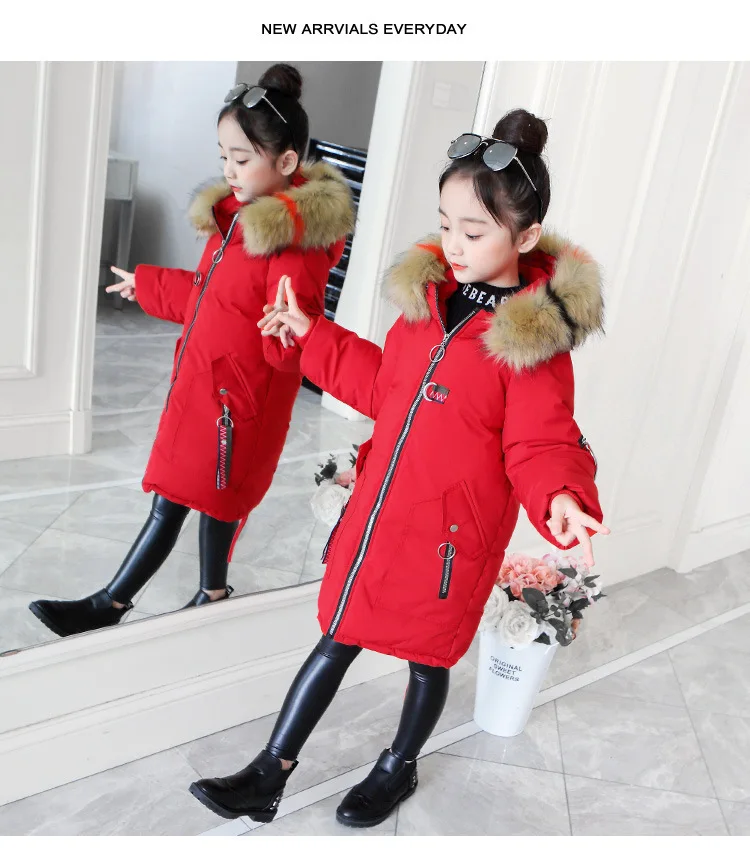 Детская зимняя куртка для девочек, парка, верхняя одежда с хлопковой подкладкой, пальто г., модная зимняя теплая одежда Меховая парка От 3 до 13 лет