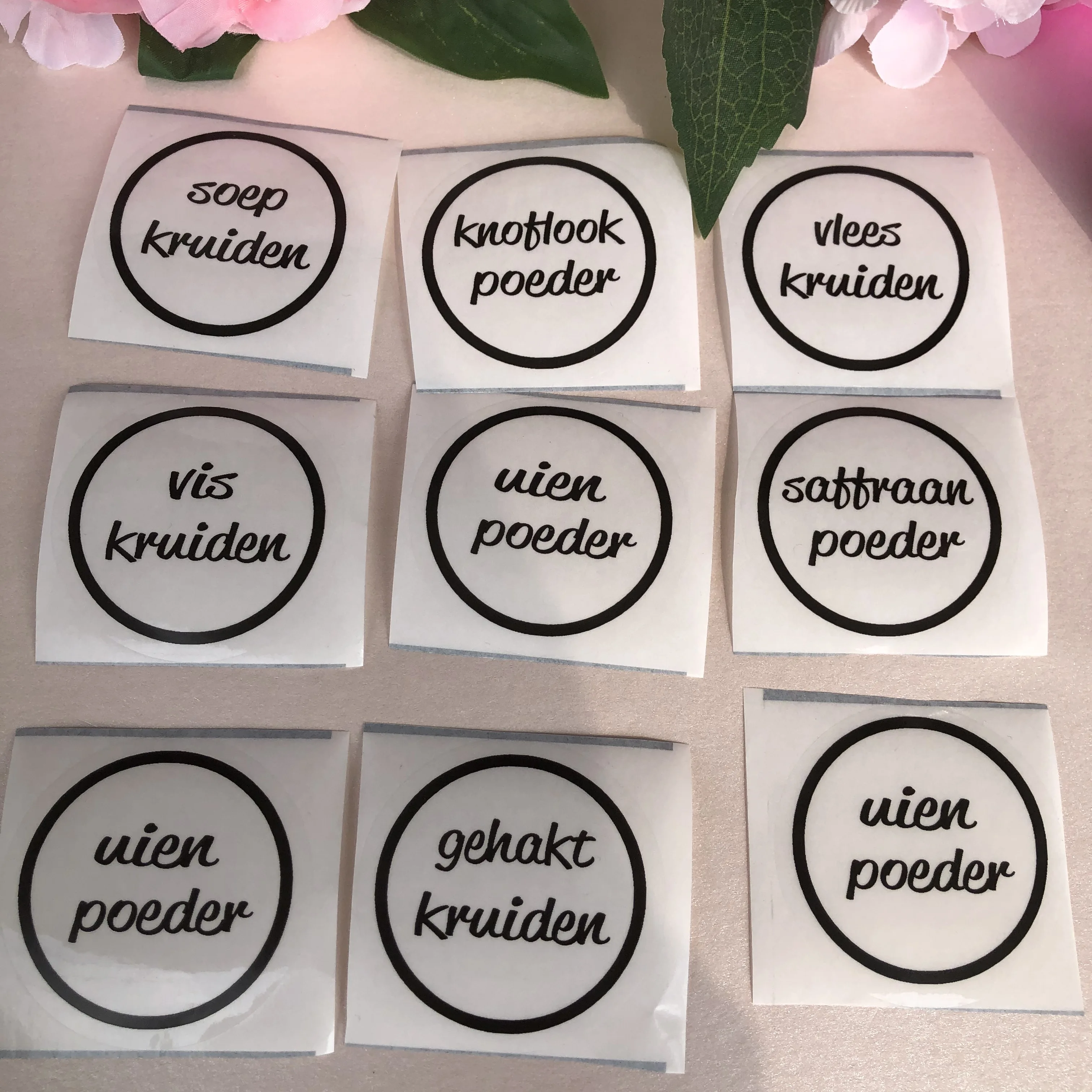 Farmhouse Calligraphy Seasoning Spice Jar Container Labels Personalized Popular Canister Pantry Labels 5cm sticker