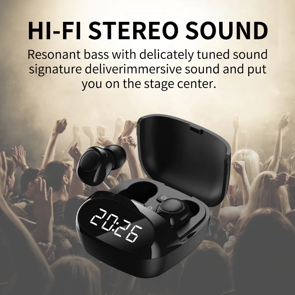 IWALK Mini TWS Bluetooth V5 0 LED Clock Earphones Wireless 9D Hifi Sports Earphone IPX4 Waterproof Headset Earbuds Microphone