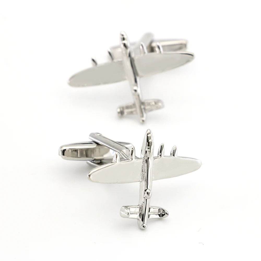 Plane Cuff Links For Men Fashion Aircraft Design Quality Brass Material Silver Color Cufflinks Wholesale&Retail