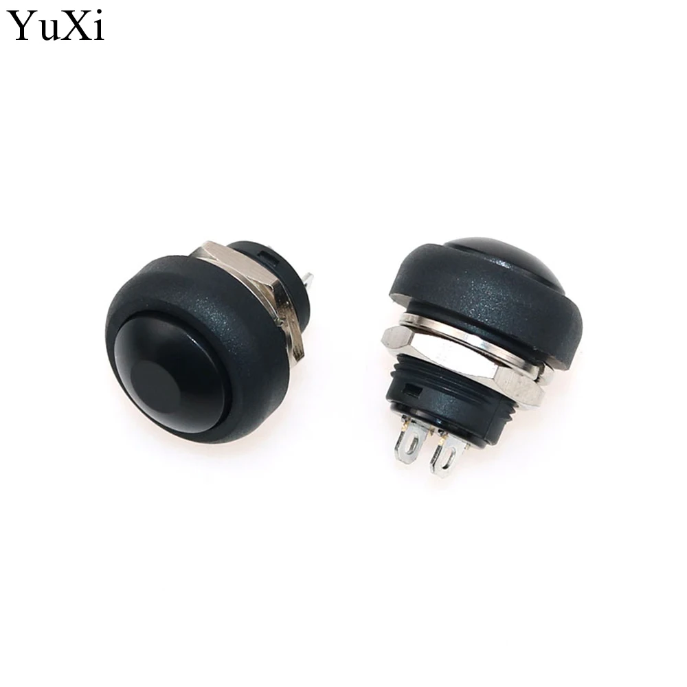 black YuXi 2Pin мини-переключатель 21*18 мм 1A водонепроницаемый переключатель pbs33b 12 В Мгновенный кнопочный переключатель сброс неблокирующийся pbs-33b - Цвет: black