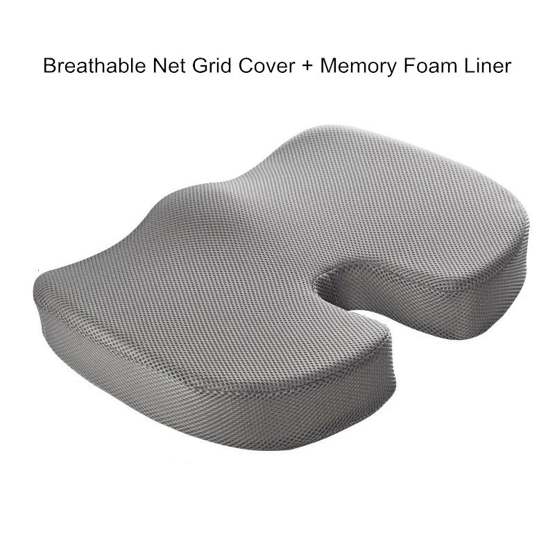 Breathable Grey U-образная подушка для сиденья из пены с эффектом памяти для женщин и мужчин, для формирования бедер, массажная подушка с защитой от геморроя, дышащая подушка для автомобиля с медленным отскоком - Цвет: Breathable Grey