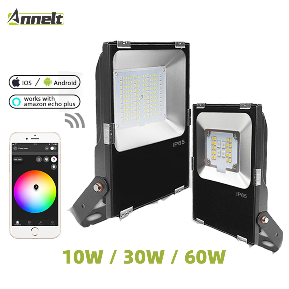 

10W/30W/60W WiFi Smart LED Flood Light RGB Warm/Cold Multicolor Reflector Waterproof IP65 Outdoor Security Wall Lights Spotlight
