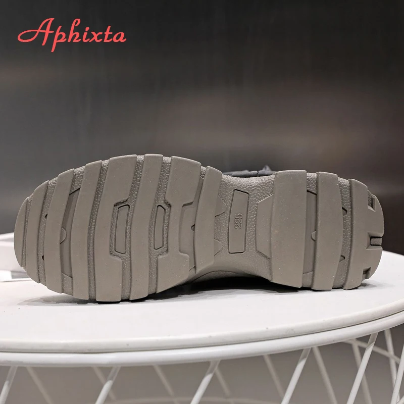 Aphixta/Замшевые парусиновые ботильоны на платформе; женская обувь для верховой езды на толстой подошве со шнуровкой; женские водонепроницаемые ботинки