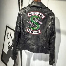 Женские куртки Southside с принтом змеи из искусственной кожи, Женское пальто с погоном ривердейла,, зима-осень, Байкерская верхняя одежда