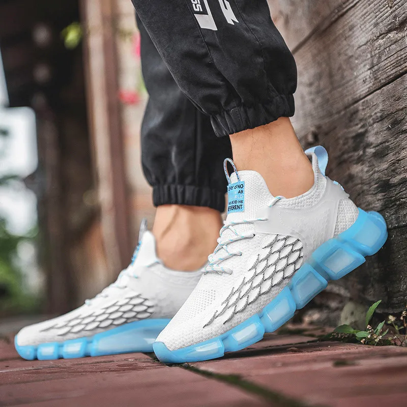 Male Shoes Fish-Scale Reflective Sports Adulto Men Casual Sapato Trend Mesh Masculino