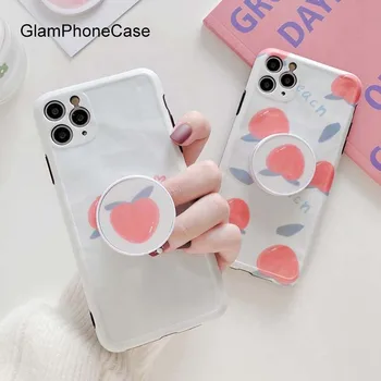 

GlamPhoneCase Peach Stand Phone Case For iPhone11Pro/Max X XS Max XR Soft Silicone Cover For iPhone11 7 8 6 6s Plus Case
