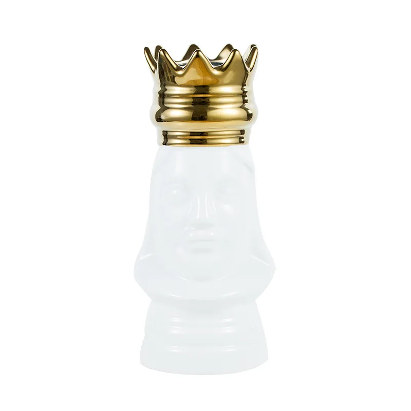 Настольная Ваза King and queen, Золотая Корона, светильник, роскошный декоративный цветочный горшок, Цветочная композиция, бутылка, искусство, керамическое ремесло