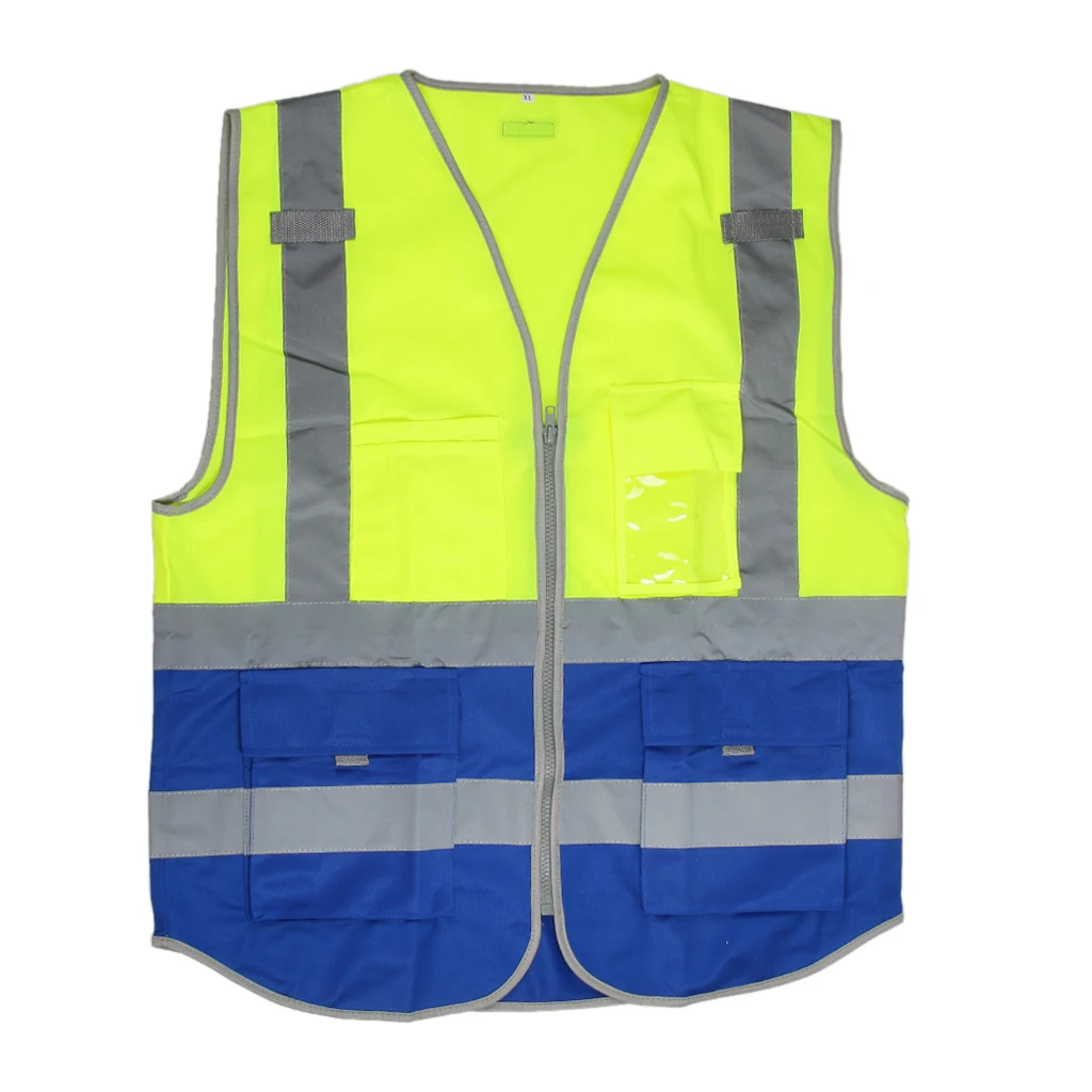 High Visibility Reflective Safety Vest with Pockets Zipper Breathable Mesh Jacket Waistcoat for construction, metro 112x67cm 
