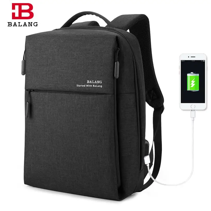 

BALANG Brand Men Classic Business Backpack Women 15.6 Laptop Backpack Pattern Students Male Daypack School Bag with USB Port