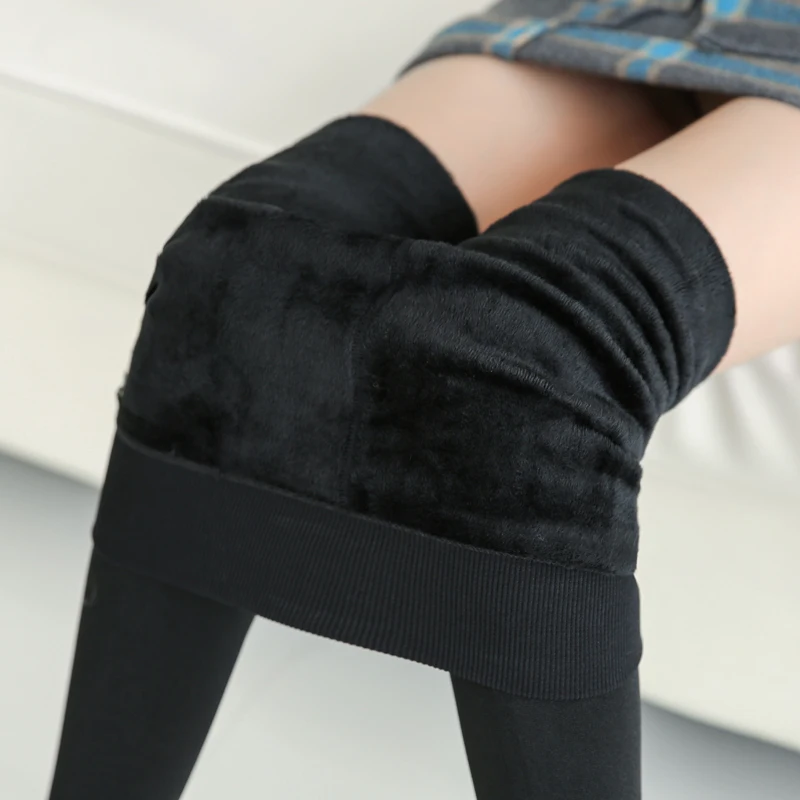 NORMOV Winter Women Cashmere Leggings Super Elastic Slim Warm Leggings High Quality Knitted Pants Thick Velvet Leggins Plus Size