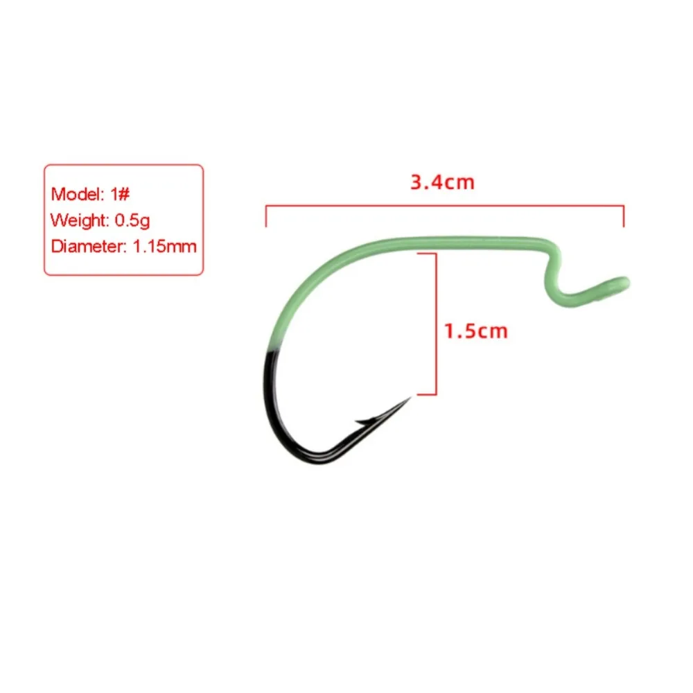 High Carbon Steel Luminous Crank Fishhooks With Barbed Single Hook Set Carp Fishing Hooks Soft Worm Fishing Accessories