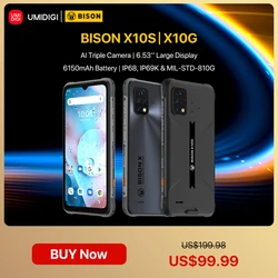 [Premiere] UMIDIGI BISON X10S X10G 6150mAh Battery Global Version Smartphone 4GB+32GB IP68/IP69K Waterproof Rugged NEW Phone