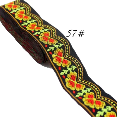 NO.57 5 ярдов/шт ширина 3,3 см кружевная ткань корсажная лента ремень Национальная вышивка тесьма DIY ручной работы украшения дома аксессуары - Цвет: NO.57