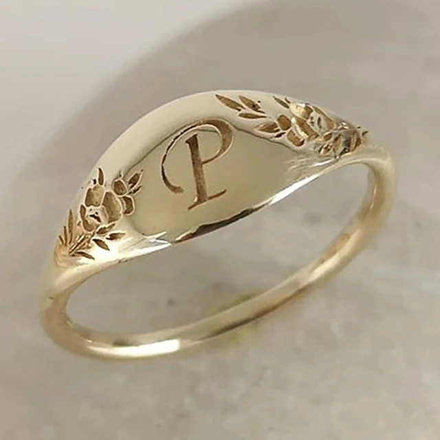 Chunky Gold Initial Ring – Pineal Vision Jewelry