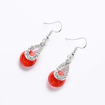 

Bohemia mother's Day opal water drop pink red long tassel earrings fit fashion jewelry gift