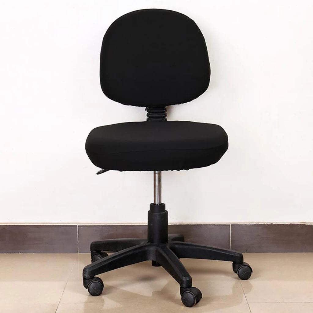 Съемные чехлы для офисного компьютерного стула, защитный поворотный Чехол для офисного сиденья(задняя крышка и чехол для сиденья - Цвет: Black