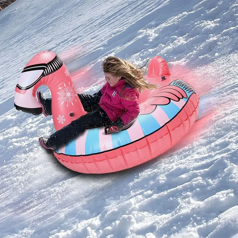 Giant Flamingo Unicorn PVC inflated Snow Sled Unicorn Winter Snow Tube Board Inflatable Sled Skiing Toys Pool Float Adult Child