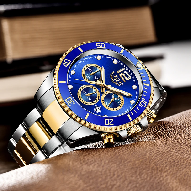 2024LIGE Mens Watches New Fashion Sport Stainless Steel Date Clock Luminous Waterproof Quartz WristWatch Relogio Masculino Reloj 3