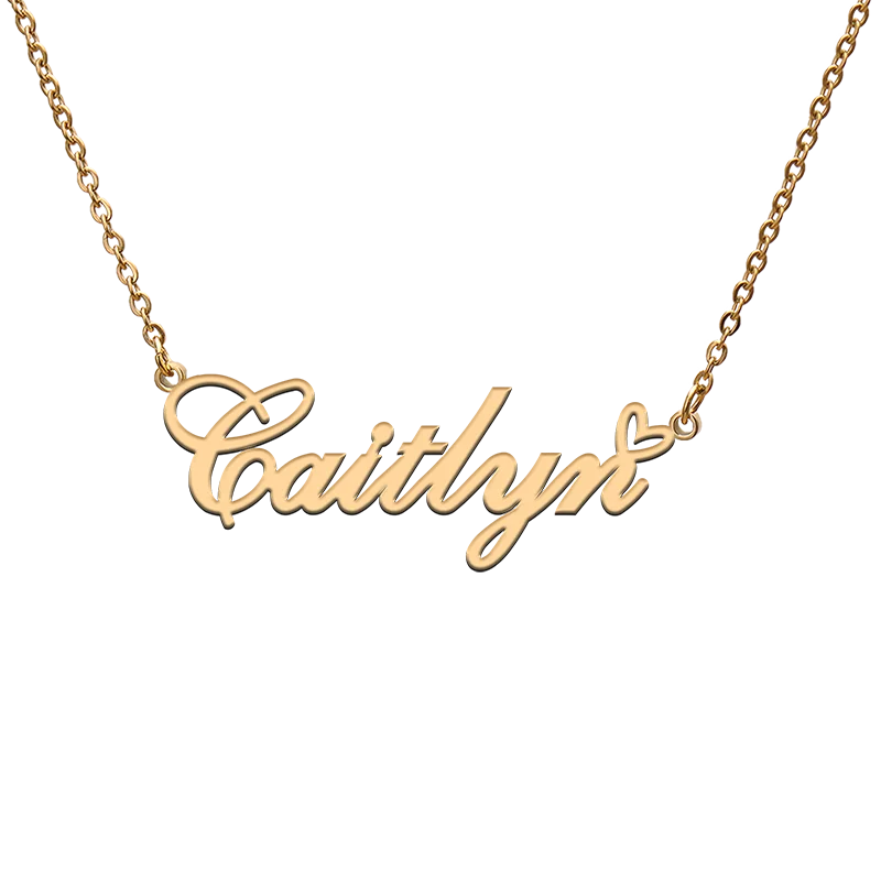 

God with Love Heart Personalized Character Necklace with Name Caitlyn for Best Friend Jewelry Gift