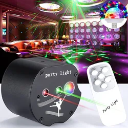 Mini projecteur Laser LED avec télécommande, 64 motifs, Double trou, lumières de noël, effet de scène pour fête DJ Disco à domicile 