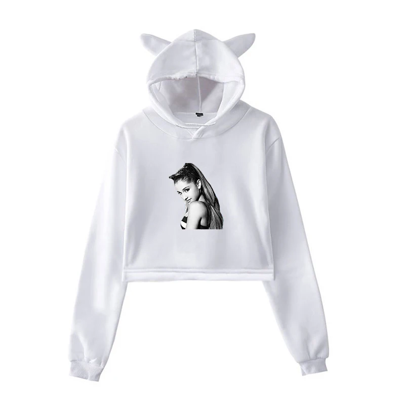 Kpop/одежда Ариана Гранде Harajuku, Женская толстовка, укороченный топ, худи, розовые толстовки для девочек-подростков, уличная одежда Harajuku, рубашка - Цвет: 902-5