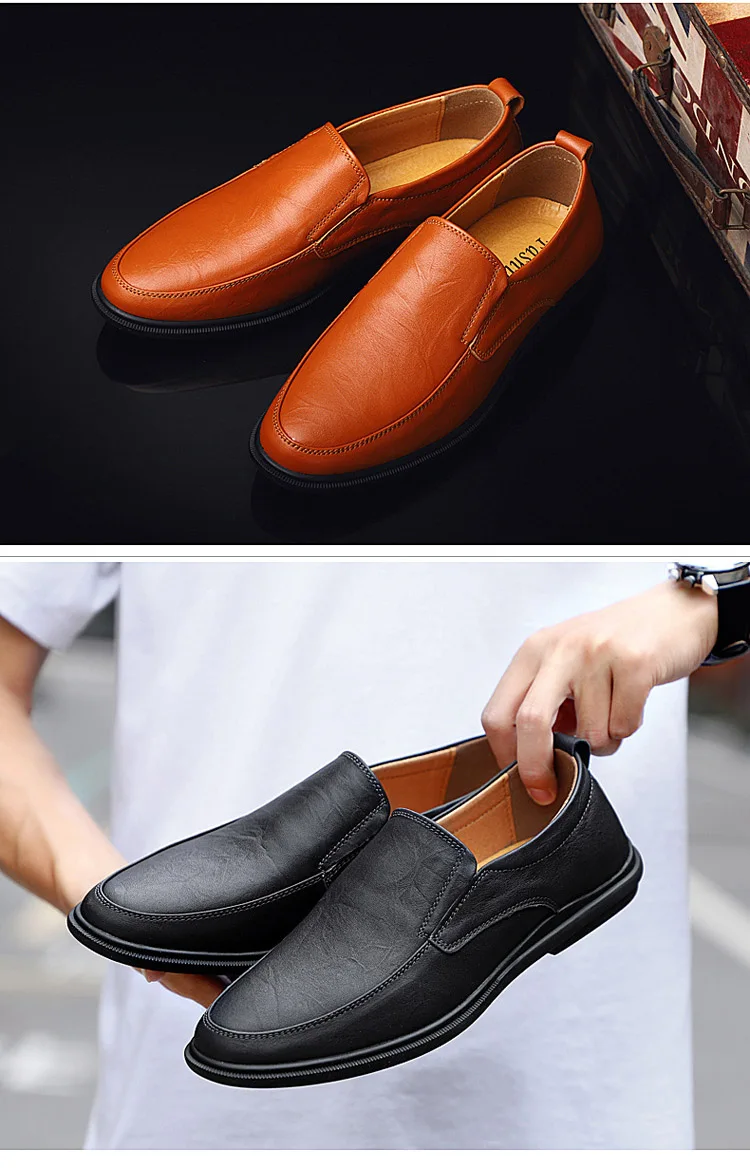 Spring Autumn Men Shoes Breathable Mens Loafers Low Casual Men's Leather Shoes Comfortable Driving Shoes Business Shoe For Male