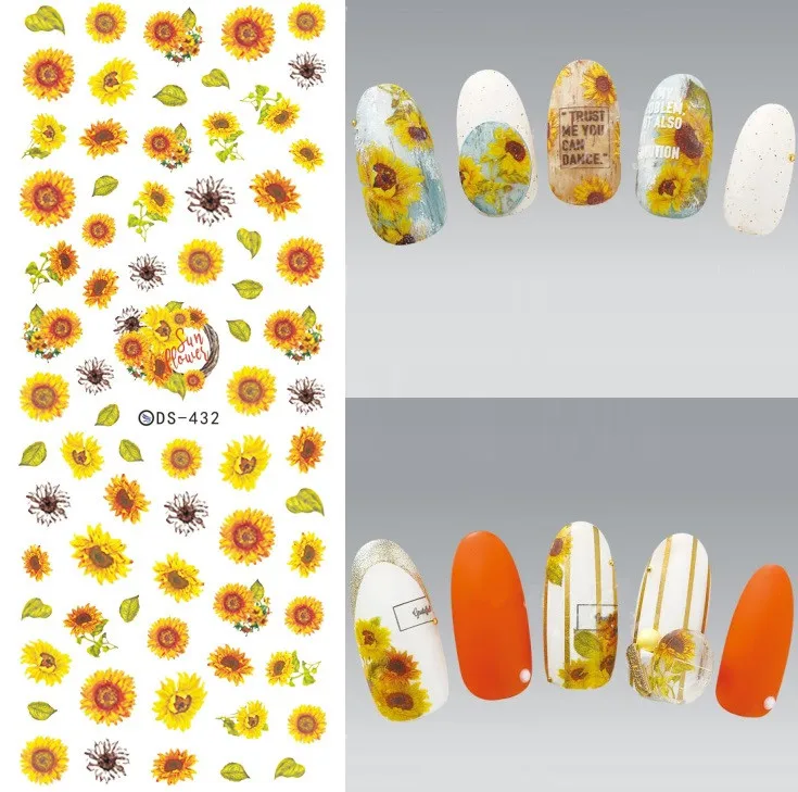 DS432 Florals Patterns! Nails Art Manicure Water Decal Decorations Design Water Transfer Nail Sticker For Nails Tips Beauty - Color: DS432