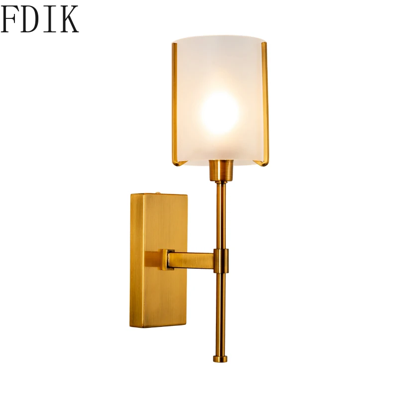 Скандинавский стеклянный настенный светильник современный Золотой
