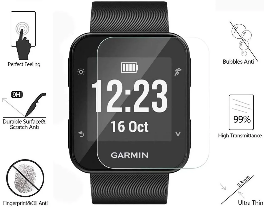 5 шт., прозрачная пленка, закаленное стекло, Защита экрана для Garmin Forerunner 35, Смарт-часы, защитная пленка, аксессуары для часов