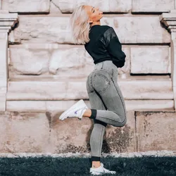 Nova melody butt lift jeans para mulher calças de brim alta com elástico elástico macio jeggings stretchable calças de brim magros